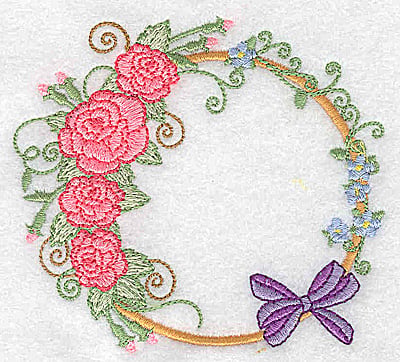 Embroidery Design: Roses and bow<br> 3.89w X 3.52h