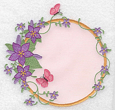Embroidery Design: Flowers and butterflies applique<br> 5.14w X 4.96h