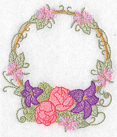 Embroidery Design: Lilies and peonies circular<br> 3.87w X 3.41h
