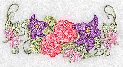 Embroidery Design: Lilies and peonies <br> 1.96w X 3.89h