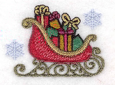 Embroidery Design: Sleigh small with snowflakes <br>2.30"w X 1.68"h | Embroidery Legacy Embroidery Design: Sleigh small with snowflakes <br>2.30"w X 1.68"h