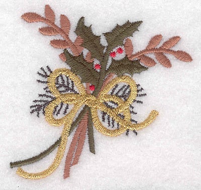 Embroidery Design: Holly decoration large <br>3.05"w X 2.91"h