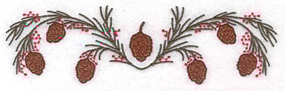 Embroidery Design: Double pine bough <br>7.00"w X 2.00"h