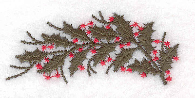 Embroidery Design: Holly bough <br>2.48"w X 1.08"h