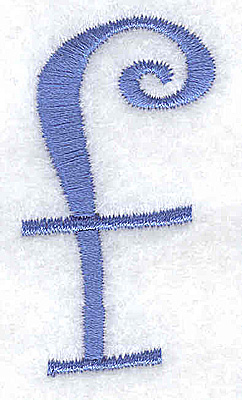 Embroidery Design: f lower case<br> 1.04w Z 1.99h