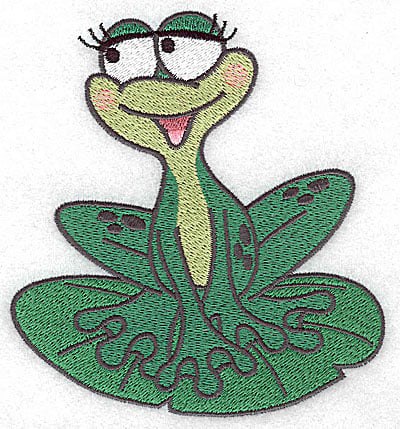 Embroidery Design: Frog sitting on lily pad large<br> 4.63w X 4.95h