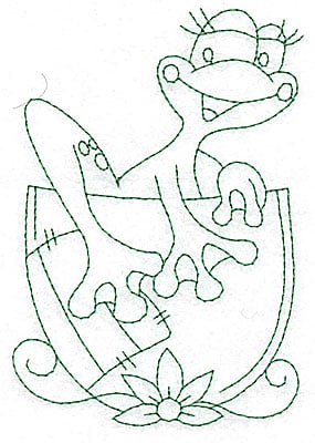 Embroidery Design: Frog climbing out of cup outlines <br> 3.42w X 4.98h
