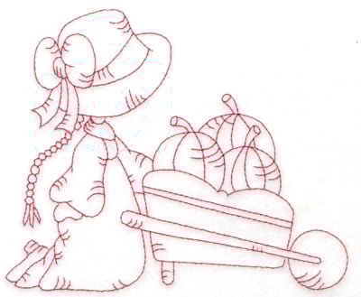 Embroidery Design: Girl with wheelbarrow large<br> 6.01w X 4.99h | Embroidery Legacy Embroidery Design: Girl with wheelbarrow large<br> 6.01w X 4.99h