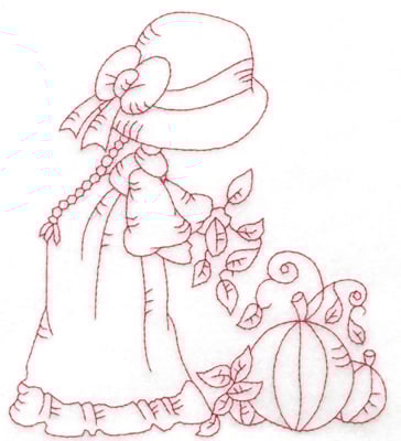 Embroidery Design: Girl holding leaves large<br> 5.36w X 6.04h | Embroidery Legacy Embroidery Design: Girl holding leaves large<br> 5.36w X 6.04h