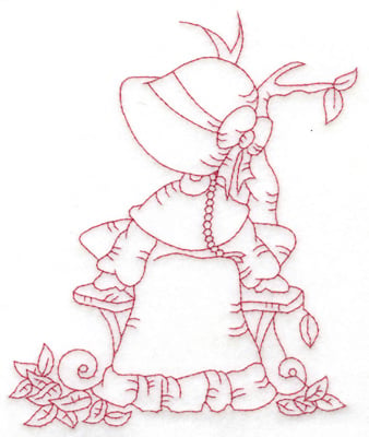 Embroidery Design: Girl at bench large<br> 4.98w X 6.02h
