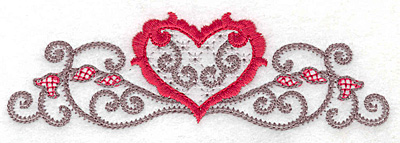 Embroidery Design: Floral Heart 101 small<br> 4.99w X 1.53h