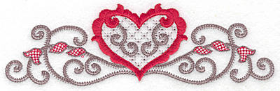 Embroidery Design: Floral Heart 102 large<br> 6.98w X 2.14h