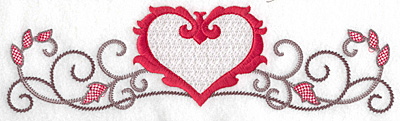Embroidery Design: Floral Heart 104 large<br>9.77w X 2.73h