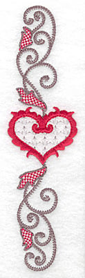 Embroidery Design: Floral Heart 107 vertical<br> 1.87w X 6.97h