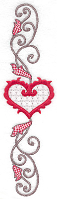Embroidery Design: Floral Heart 108 horizontal<br>9.75w X 2.62h