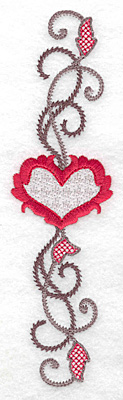Embroidery Design: Floral Heart 111<br> 1.89w X 6.93h