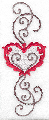 Embroidery Design: Floral Heart 113<br> 2.67w X 6.95h