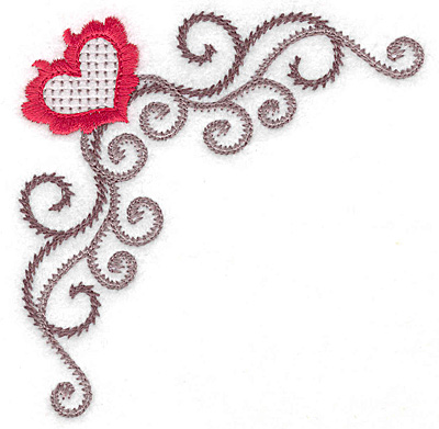 Embroidery Design: Floral Heart 115 corner<br> 3.89w X 3.89h