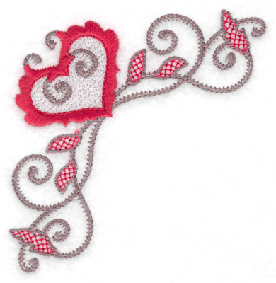Embroidery Design: Floral Heart 117 corner small<br> 3.88w X 3.88h