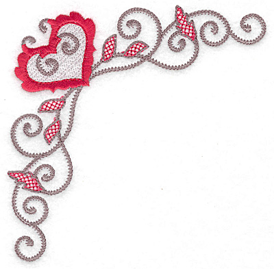 Embroidery Design: Floral Heart 118 corner large<br> 4.97w X 4.97h