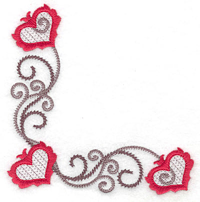 Embroidery Design: Floral Hearts 120 lower corner<br> 4.93w X 4.95h