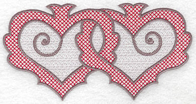 Embroidery Design: Hearts 128 with motif large<br> 6.93w X 3.58h