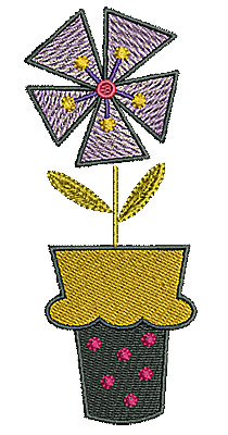 Embroidery Design: Flower in pot 2<br> 1.98w X 4.77h
