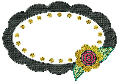 Embroidery Design: Frame with flower<Br> 6.30w X 4.35h
