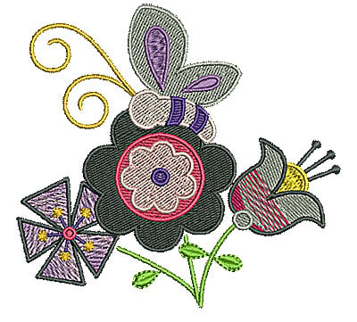 Embroidery Design: Flowers with butterfly<br> 4.27w X 4.00h | Embroidery Legacy Embroidery Design: Flowers with butterfly<br> 4.27w X 4.00h