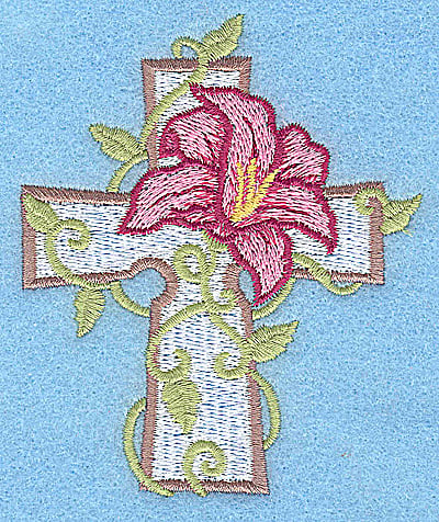 Embroidery Design: Cross with lily small<br> 3.17w X 3.76h
