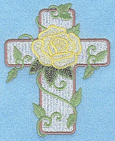 Embroidery Design: Cross with rose small<br> 3.06w X 3.87h