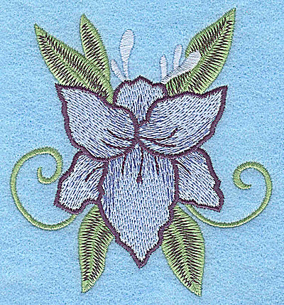 Embroidery Design: Blue flower<br> 3.51w X 3.88h