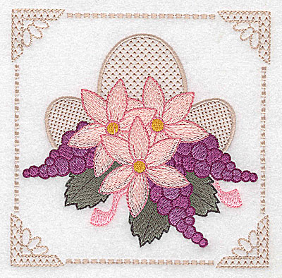 Embroidery Design: Floral design with grapes A large<br> 4.97w X 4.96h