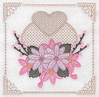 Embroidery Design: Floral design with heart B large<br> 4.97w X 4.96h