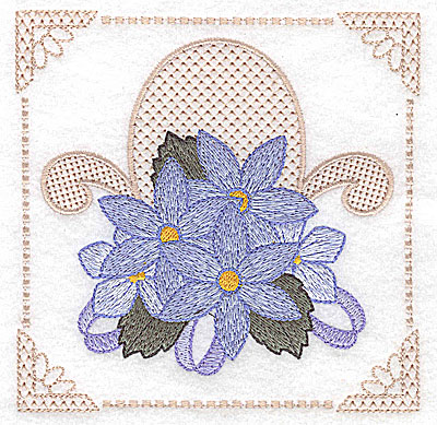 Embroidery Design: Floral design with ribbons C large<br> 4.97w X 4.96h