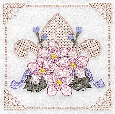 Embroidery Design: Floral design with fleur-de-lys D large<br> 4.97w X 4.96h