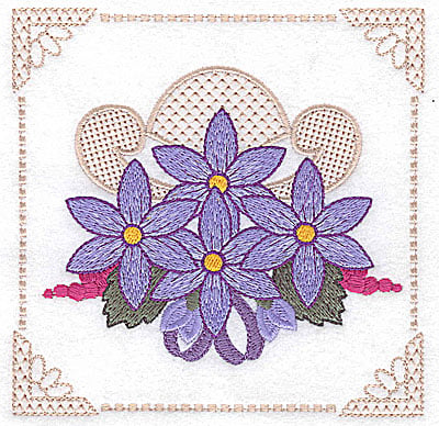 Embroidery Design: Floral design with grapes and ribbons E large<br> 4.97w X 4.96h