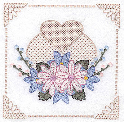 Embroidery Design: Floral design with buds and heart I large<br> 4.97w X 4.96h