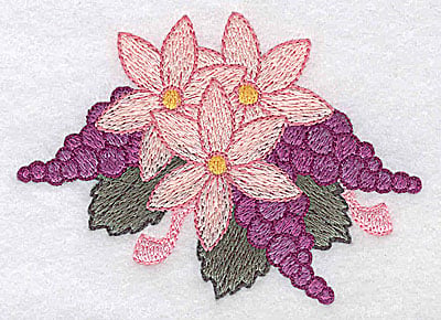 Embroidery Design: Flowers and grapes A<br> 3.52w X 2.60h
