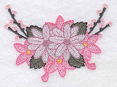 Embroidery Design: Flowers and ribbons B<br> 3.32w X 2.42h