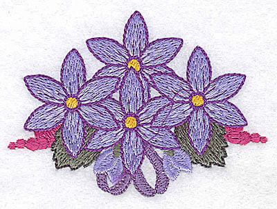 Embroidery Design: Flowers grapes and ribbons E<br> 3.42w X 2.43h