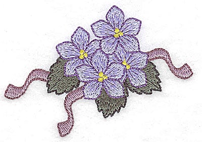 Embroidery Design: Flowers and ribbons J<br> 3.56w X 2.42h