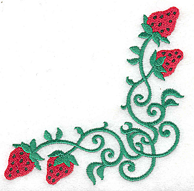 Embroidery Design: Strawberry corner<br> 3.89w X 3.89h | Embroidery Legacy Embroidery Design: Strawberry corner<br> 3.89w X 3.89h
