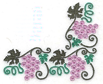 Embroidery Design: Grape corner<br> 3.55w X 2.94h