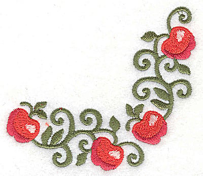 Embroidery Design: Apple corner<br> 3.51w X 3.19h