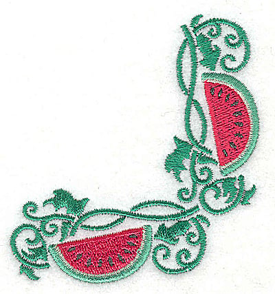 Embroidery Design: Watermelon corner<br> 2.91w X 3.17h