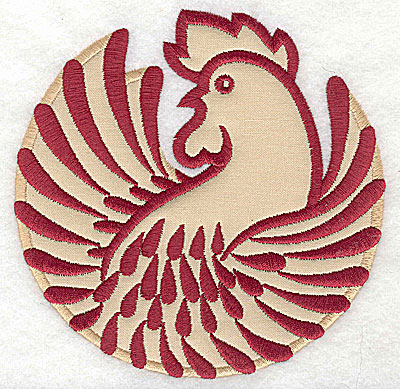 Embroidery Design: Rooster 8 applique<br>4.98w x 5.00h