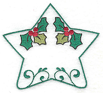 Embroidery Design: Holly star design<br> 3.62w X 3.19h