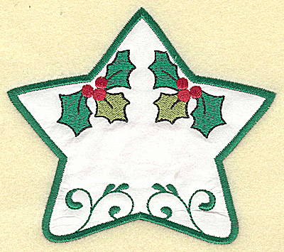 Embroidery Design: Holly star applique design large<br> 4.93w X 4.35h
