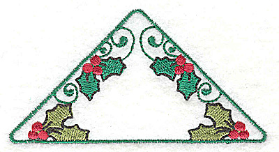Embroidery Design: Triangular shape with mistletoe<br> 3.69w X 1.94h